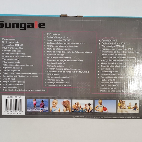 New - Sungale CD705 7-inch Digital Picture Frame - Picture 2 of 2